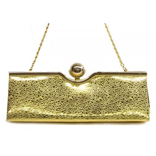 Evening Bag - Patent Leather w/ Metal Frame – Gold – BG-43140DGD